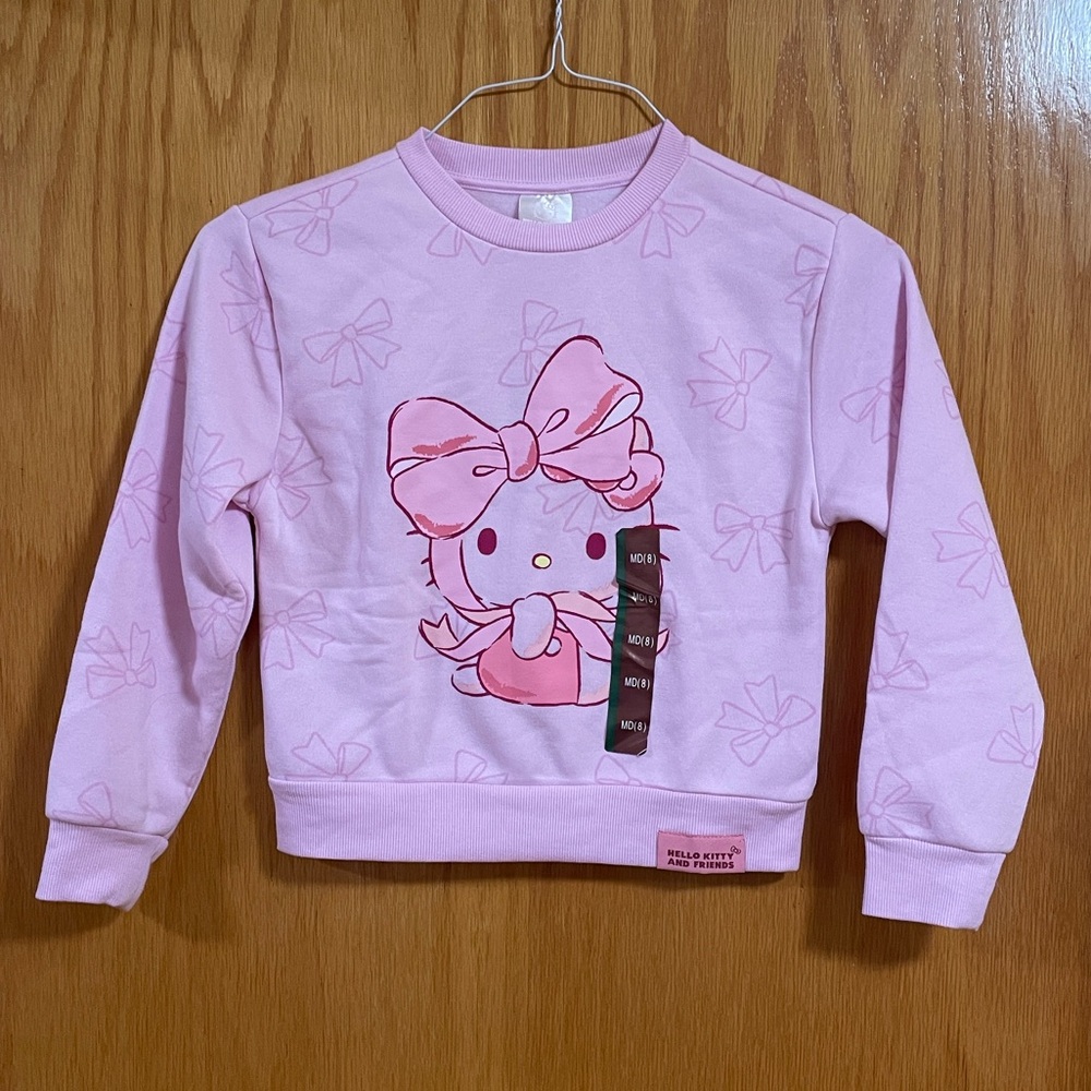 Hello Kitty Light Pink Bow Fleece Sweatshirt Kids Size Medium (Brand New)